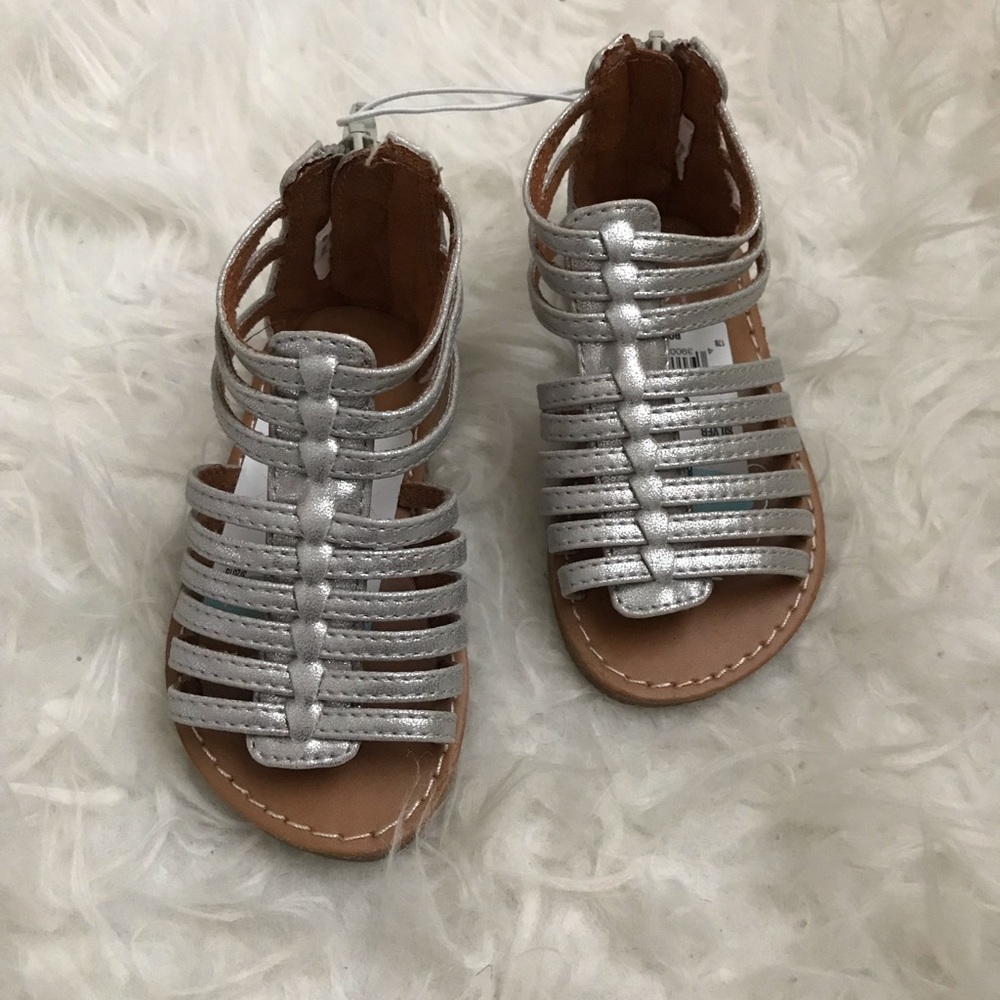 Toddler girls silver gladiator sandals